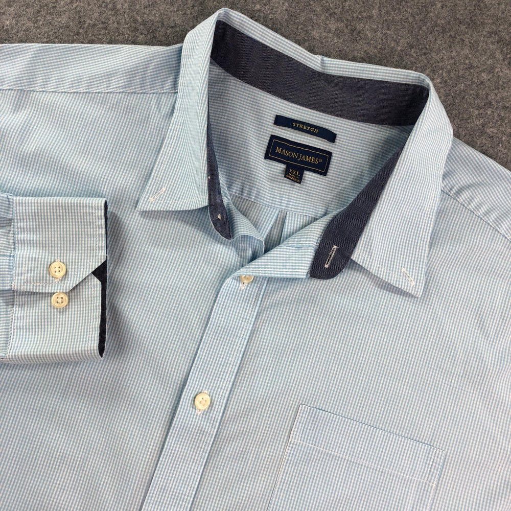 Mason James Mens XXL Blue Striped Cotton Long Sleeve Shirt